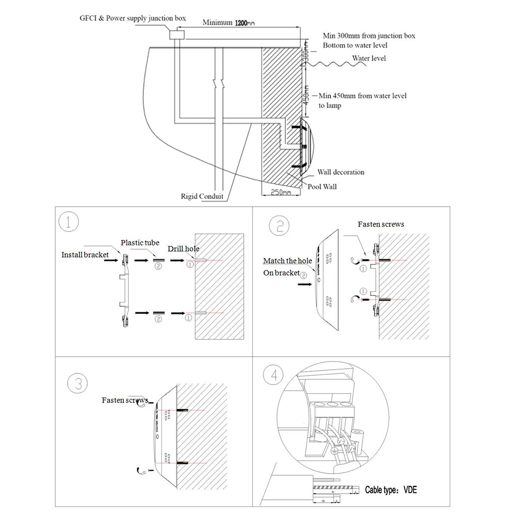 18W ABS Surface mounted Swimming Pool Light -- High Power LED Chip