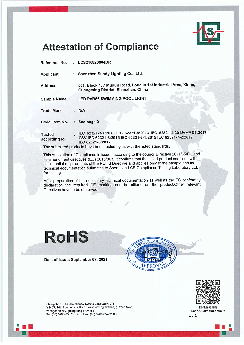 RoHS Certification