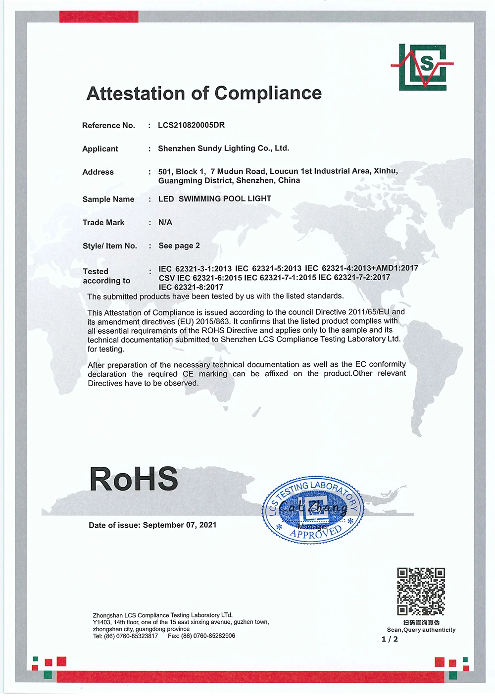 RoHS Certification