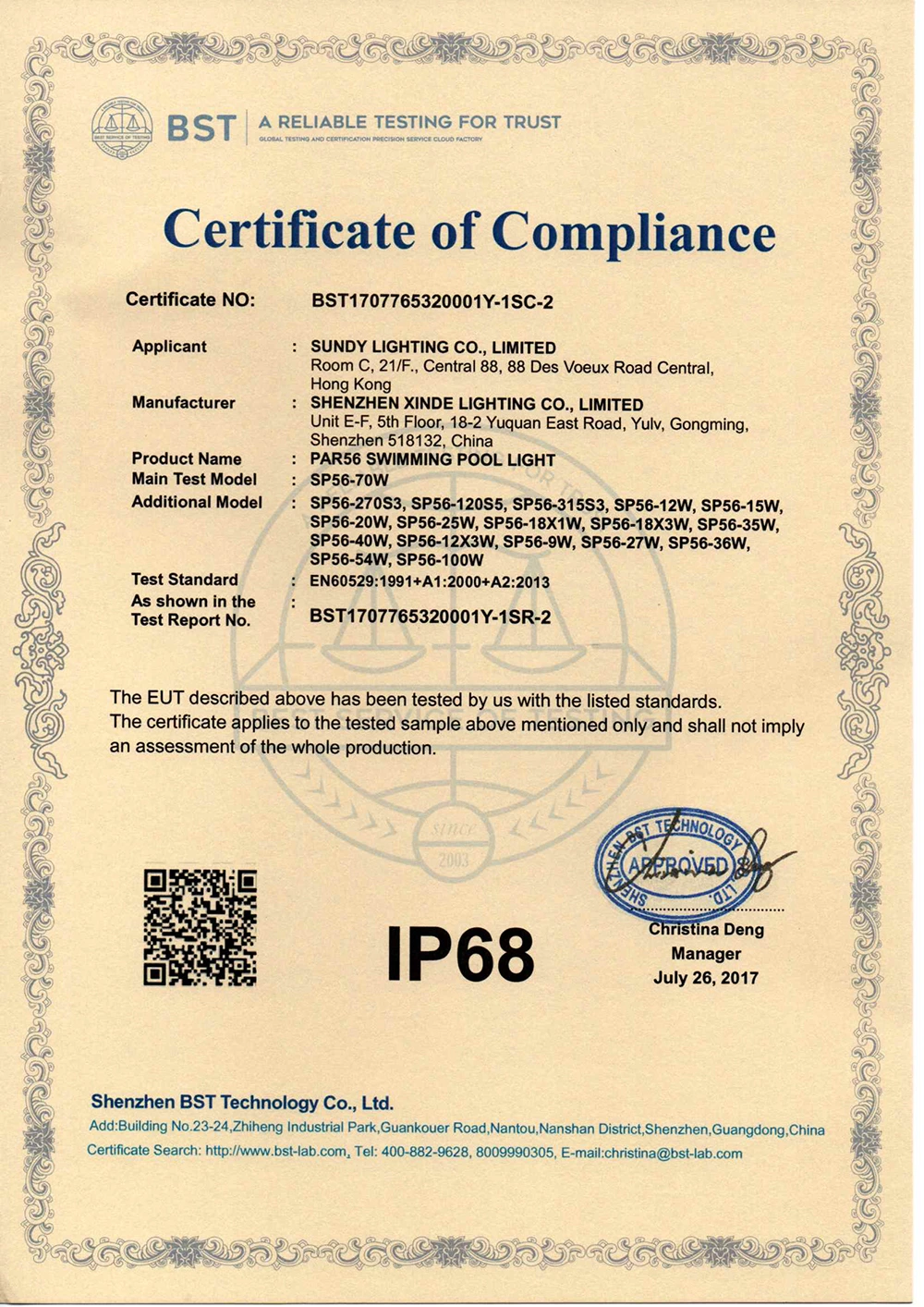 IP68 Certification