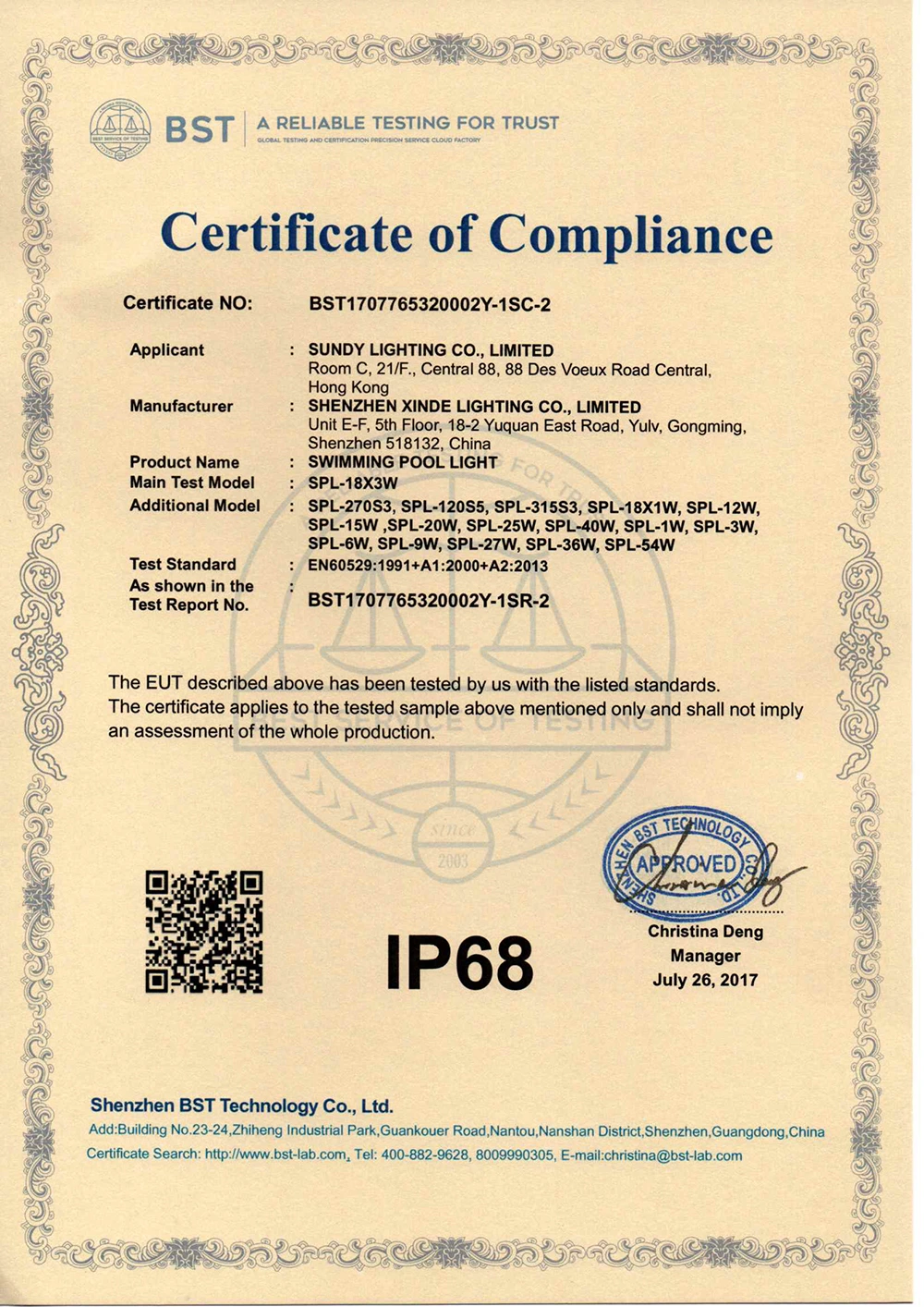 IP68 Certification