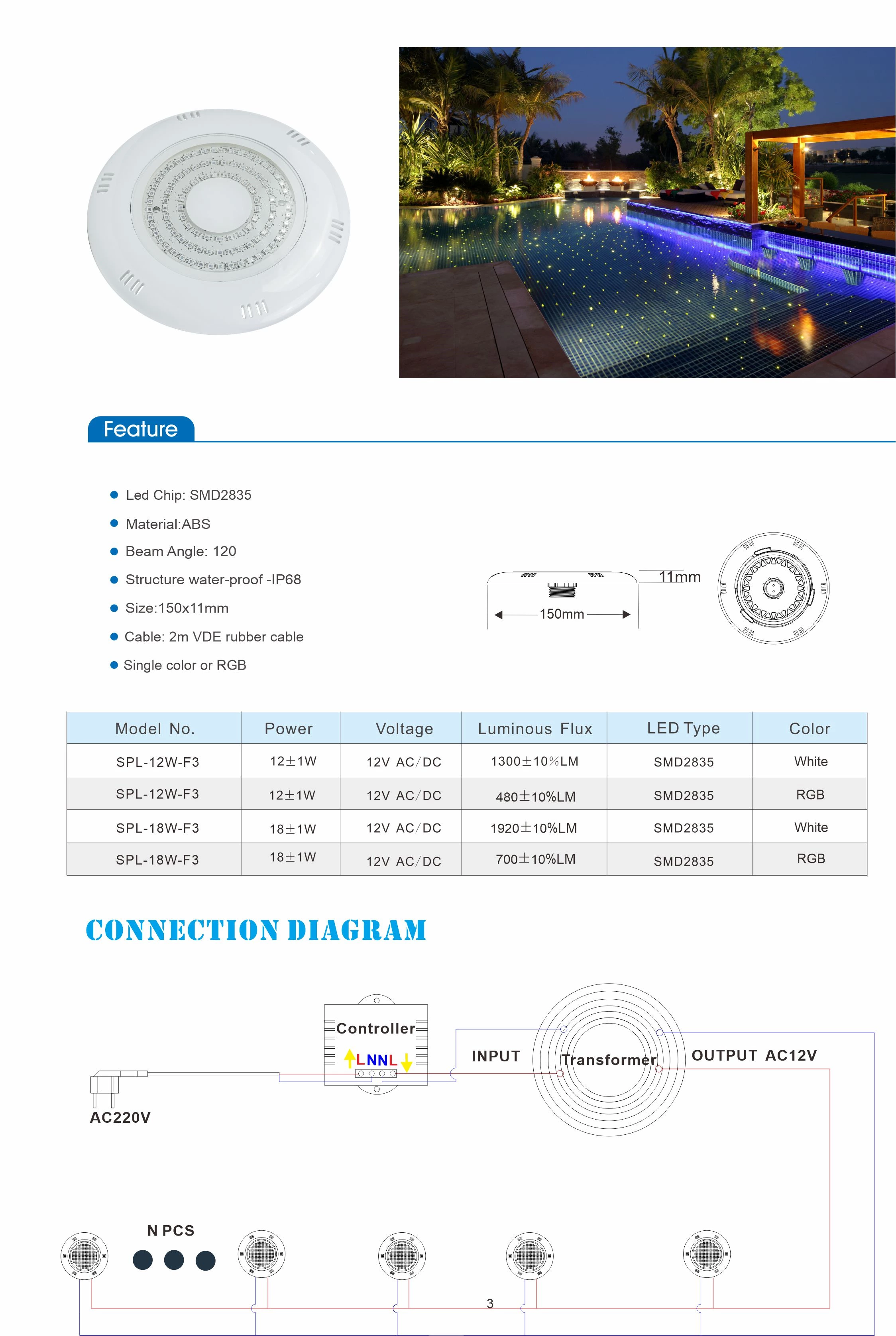 18W Small Swimming Pool Light