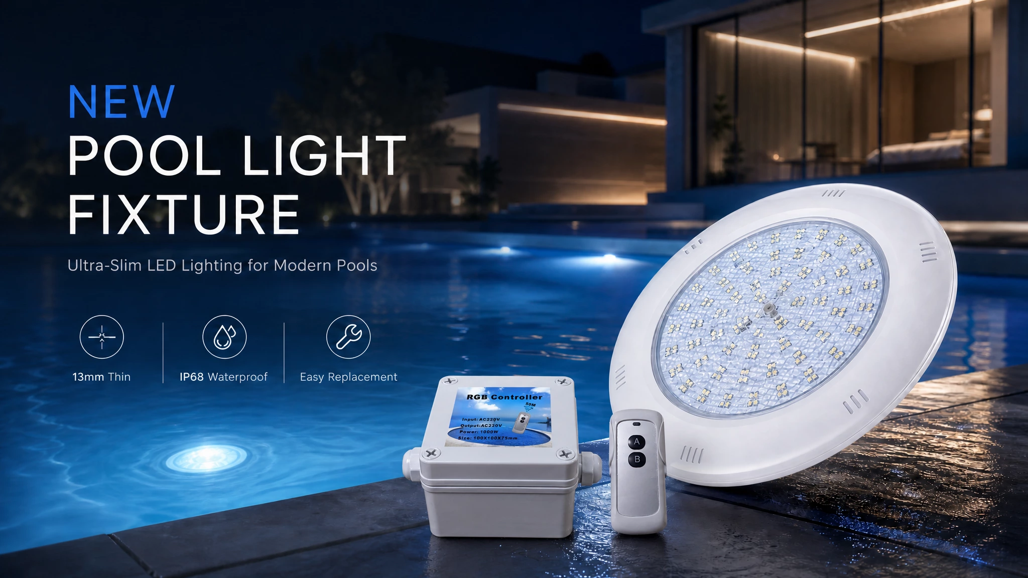 New pool light fixture