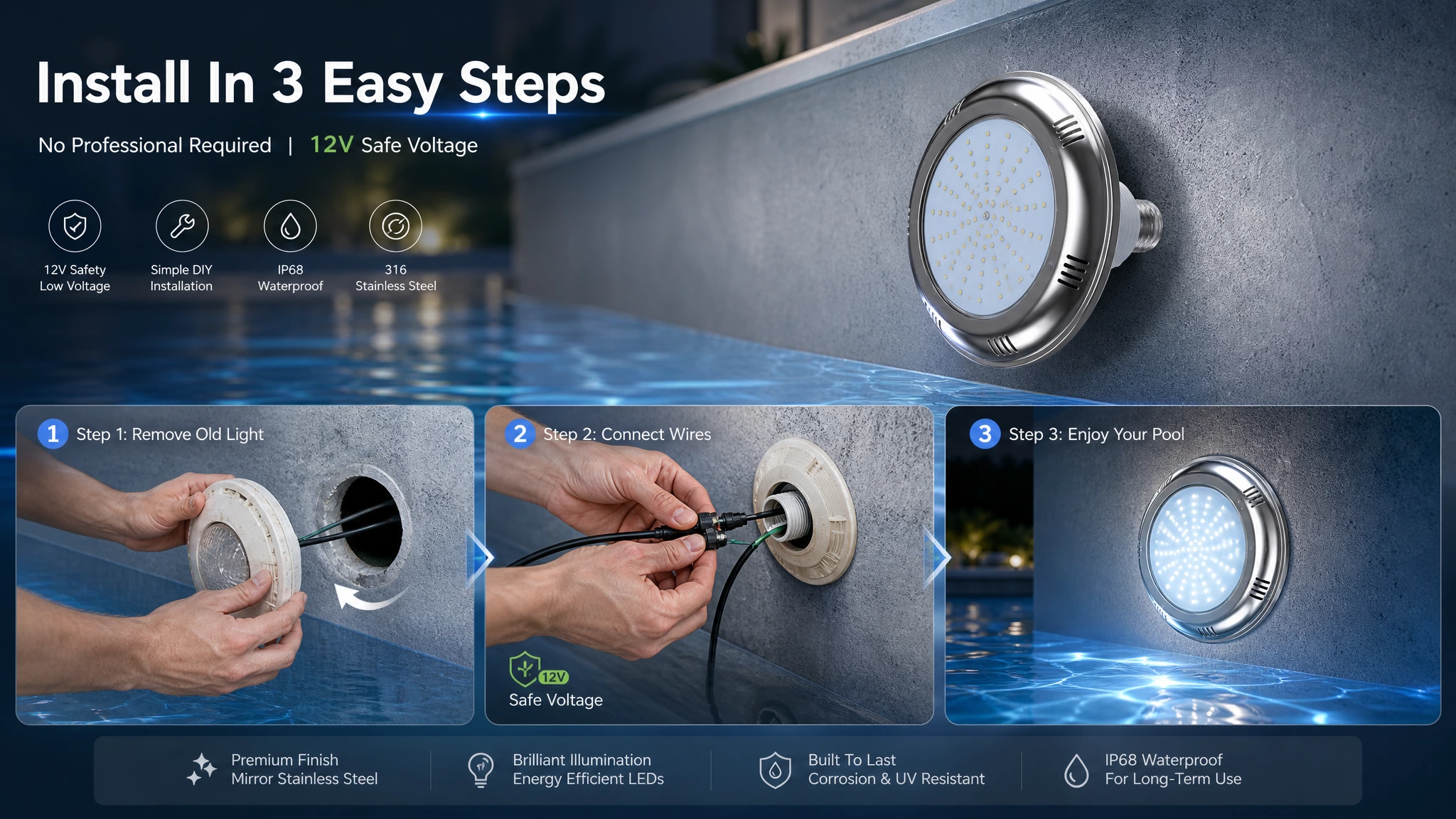Remote control pool lights