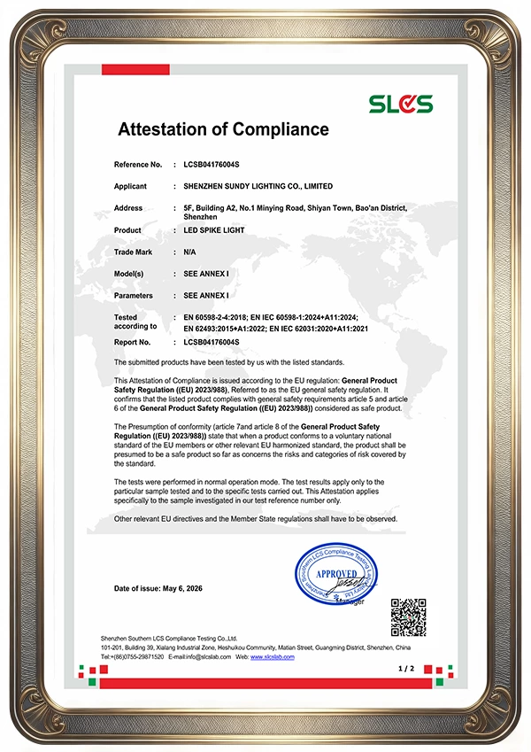 CE certificate for outdoor waterproof LED spike garden light