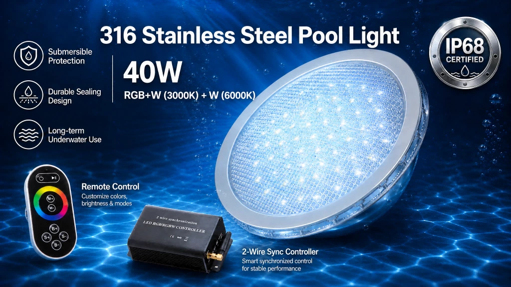 316 Stainless Steel LED Swimming Pool Light Fixture Replacement