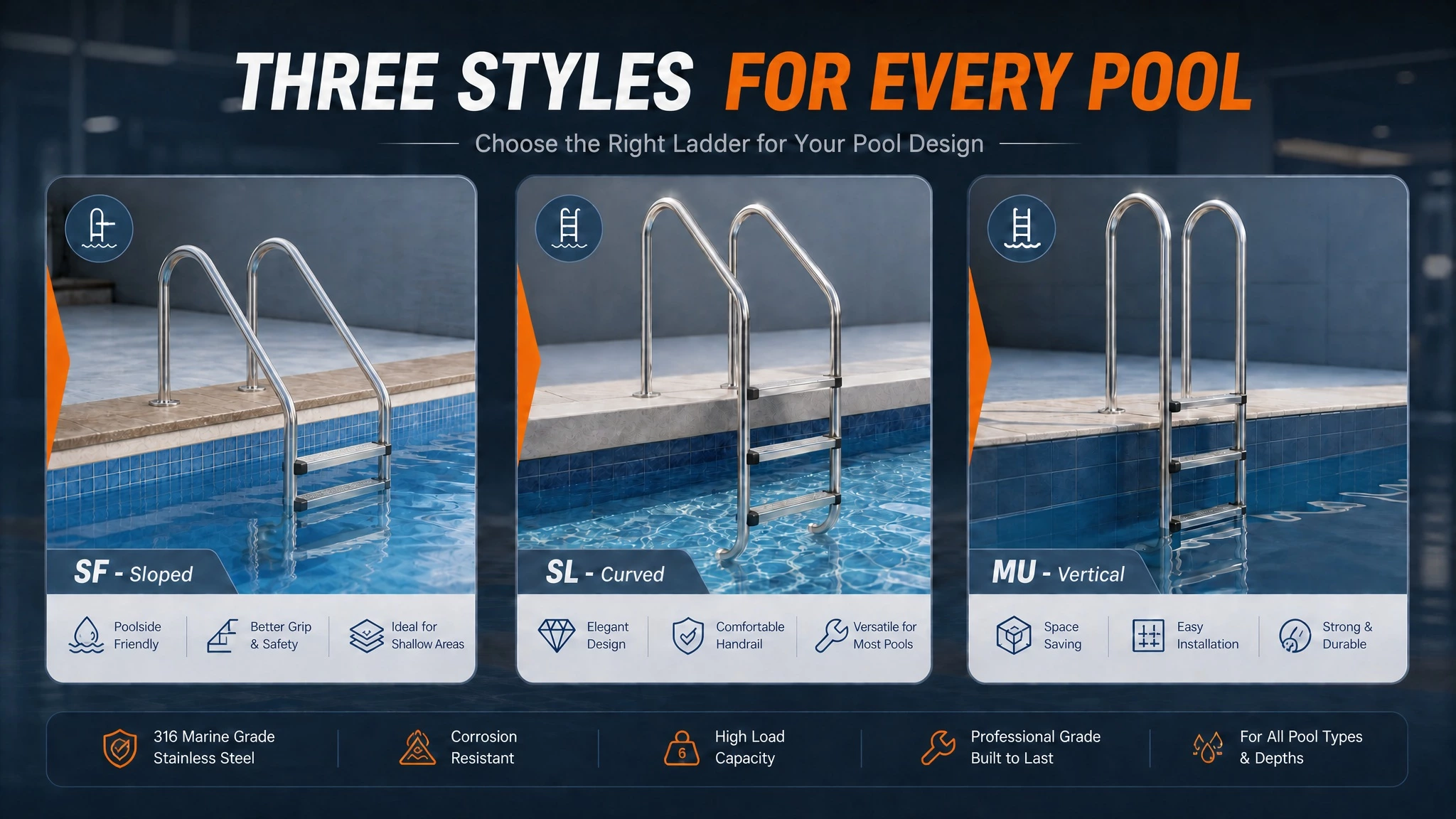 316 Stainless Steel Pool Ladder