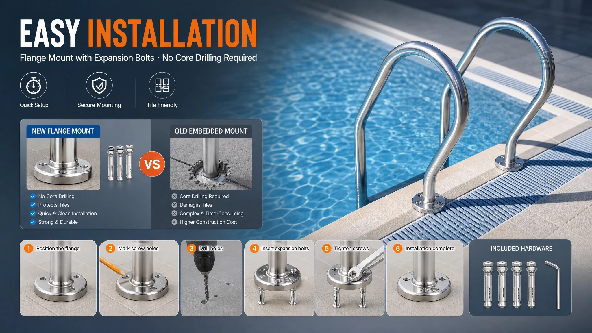 316 Stainless Steel Pool Ladder