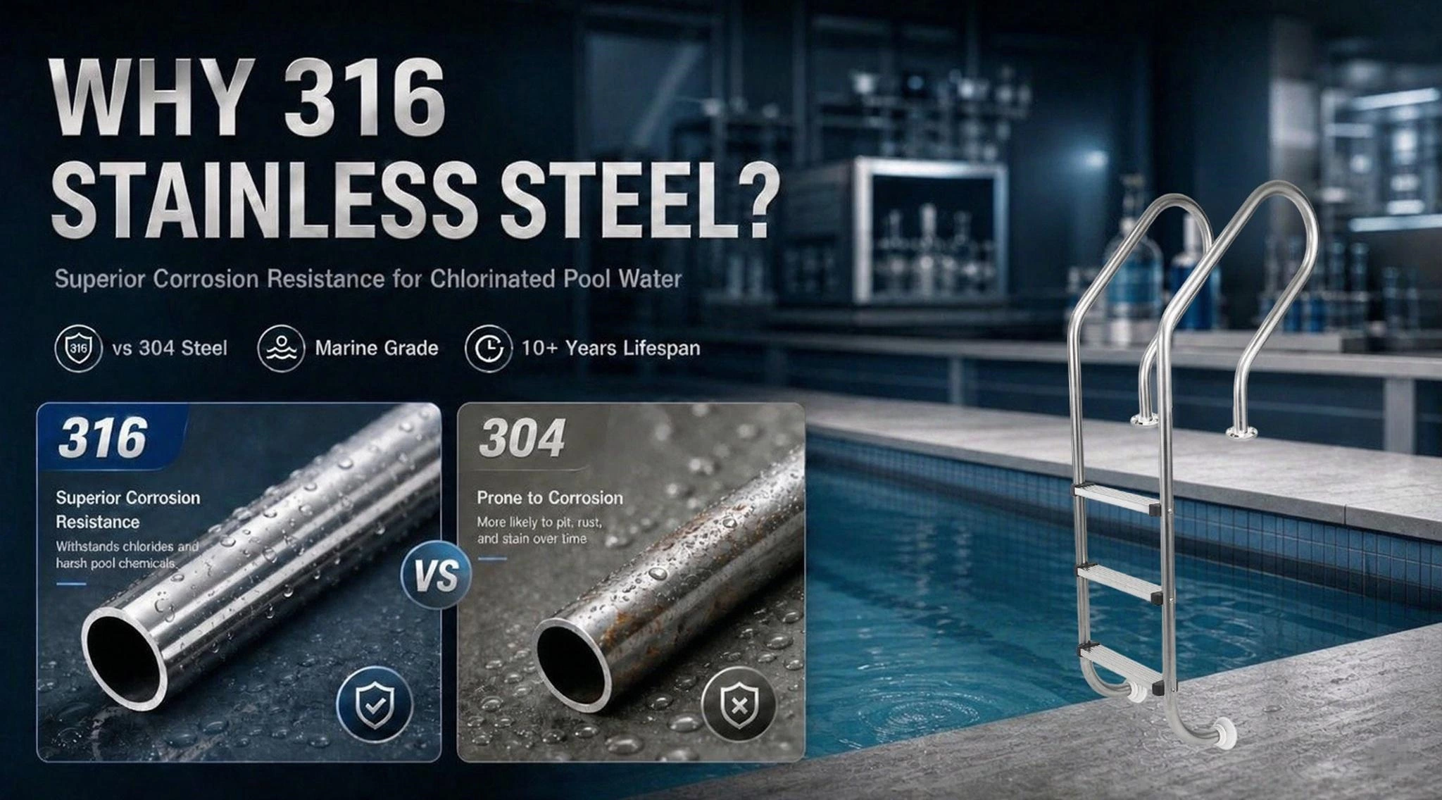 316 Stainless Steel Pool Ladder