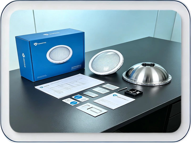 Custom laser logo and color box packaging pool light OEM service