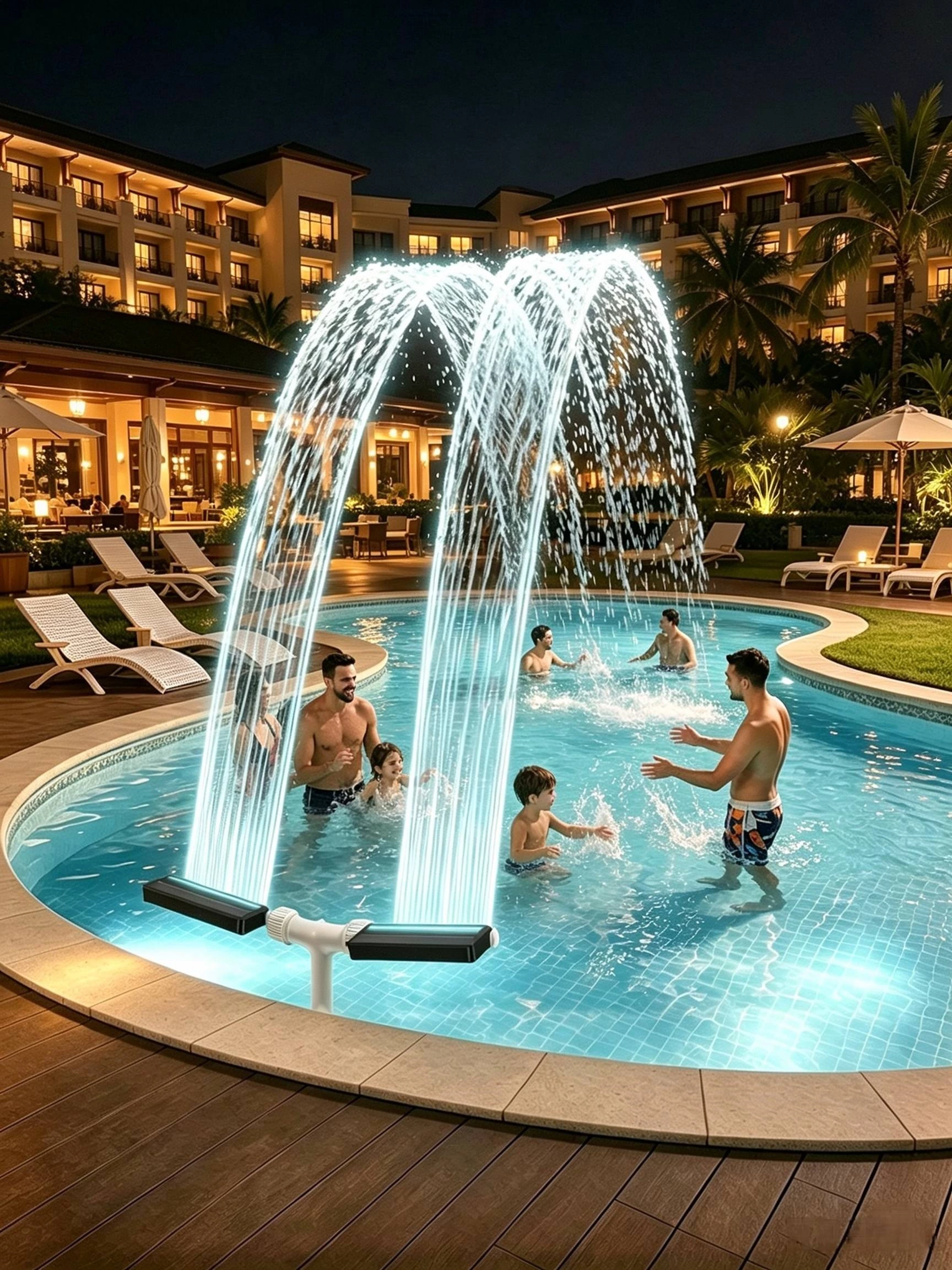 solar dual‑head fountain light